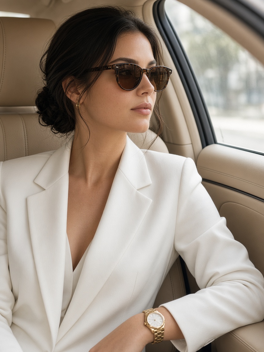 Passagère derrière des lunettes noires